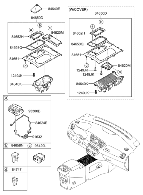 2018 Kia Sedona Cover Assembly-Console U Diagram for 846A0A9BE0BH7