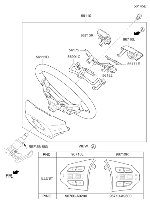 2017 Kia Sedona Steering Wheel Assembly Diagram for 56100A9600YPC