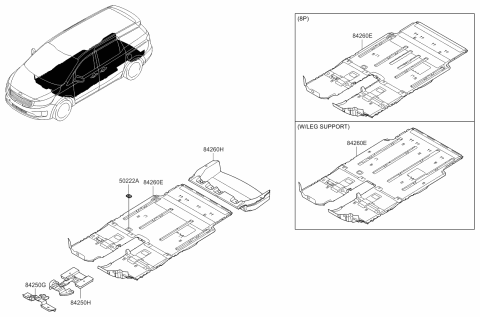2016 Kia Sedona Pad Assembly-Rear Tunnel Diagram for 84255A9000