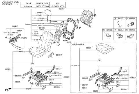 2015 Kia Sedona Front Cushion Covering, Right Diagram for 88260A9110DL2