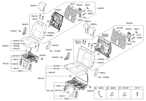 2015 Kia Sedona 3Rd Cushion Cover Assembly, Right Diagram for 89260A9930DLA
