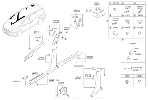 2016 Kia Sedona Trim-Front Step Plate,R Diagram for 85883A9000DAA