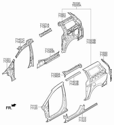 2015 Kia Sedona Panel-Side SILL Outer Diagram for 71322A9D00