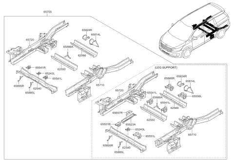 2015 Kia Sedona Bracket Assembly-Rear Seat Diagram for 65551A9250