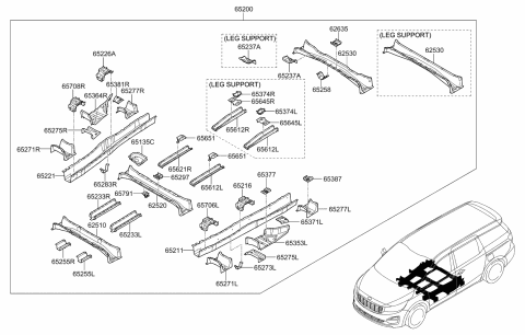 2021 Kia Sedona BULKHEAD-Rear Side Mem Diagram for 65246A9000