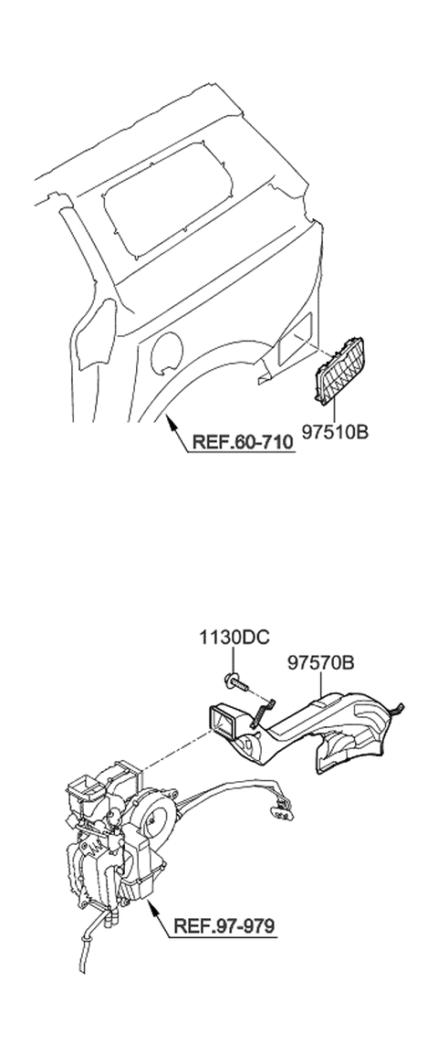 2019 Kia Sedona Duct Assembly-Rr Heater Diagram for 97570A9200