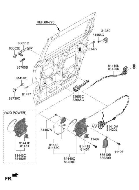 2021 Kia Sedona Rear Door Outside Grip Diagram for 83651A9510