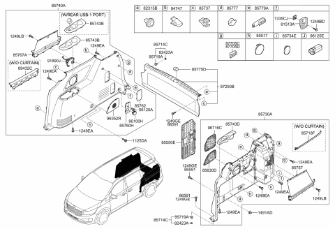 2021 Kia Sedona Cover-Striker Diagram for 85775A9000DAA