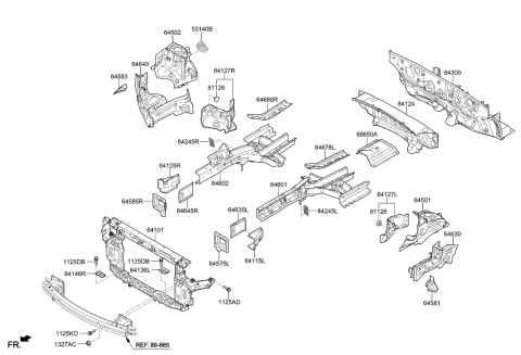 2019 Kia Sedona Reinforcement Assembly-FEM Mounting Diagram for 64125A9000