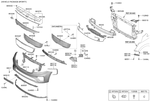 2019 Kia Sedona Skid Plate-Front Bumper Diagram for 86565A9NA0