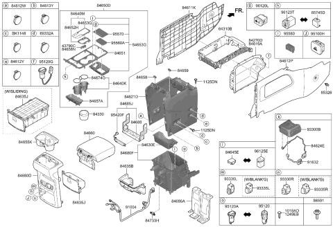 2021 Kia Sedona Cap-Floor Console Front Diagram for 84623A9100DAA