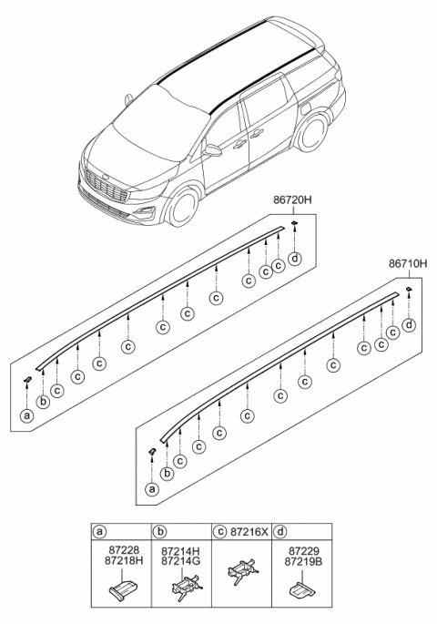 2021 Kia Sedona MOULDING Assembly-Roof,R Diagram for 87240A9000