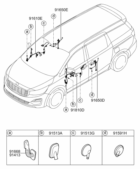 2021 Kia Sedona Wiring Assembly-Front Door(Pa Diagram for 91612A9270