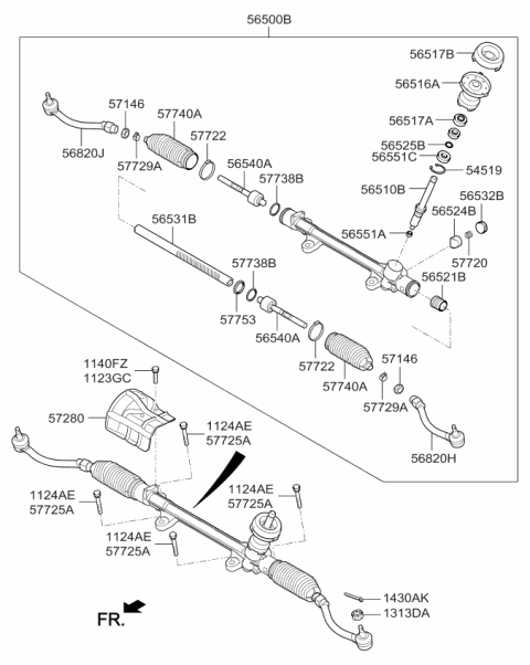 2015 Kia Soul Gear Assembly-Steering Diagram for 56500B2000