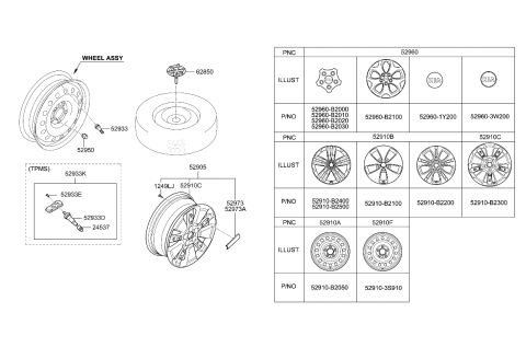 2015 Kia Soul Wheel Assembly-Aluminum Diagram for 52905B2330
