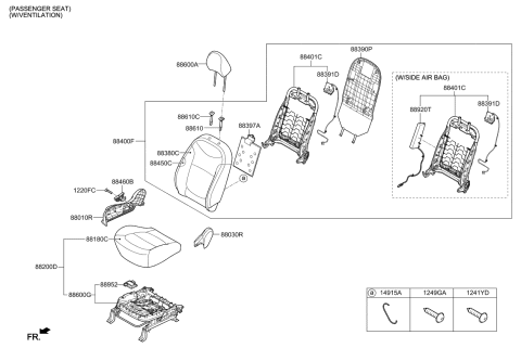 2015 Kia Soul Back Assembly-Front Seat Pa Diagram for 88400B2010CUS