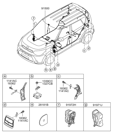 2014 Kia Soul Wiring Assembly-Floor Diagram for 91543B2080