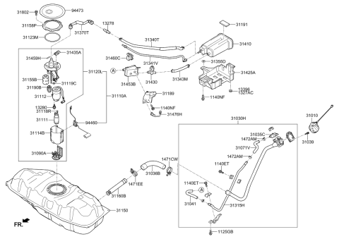 2015 Kia Soul Fuel Pump Sender Assembly Diagram for 94460B2000