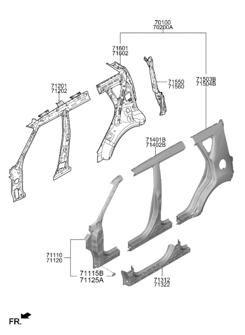 2016 Kia Soul Panel Assembly-Pillar Outer Diagram for 71120B2A00