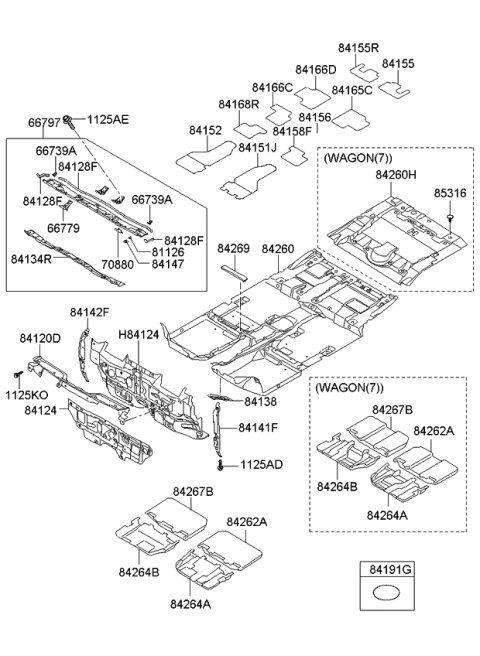 2009 Kia Rondo Iso Pad NO4-Floor Car Diagram for 842681D100