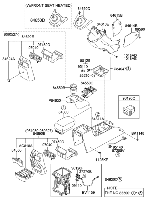 2009 Kia Rondo Cover Assembly-Console U Diagram for 846501D501WK
