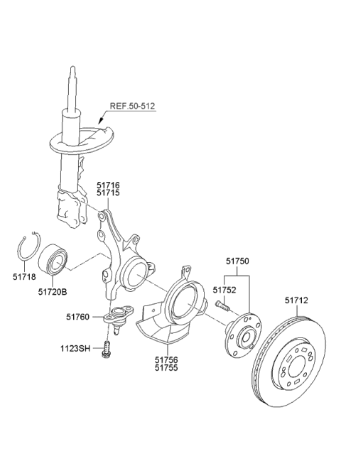 2007 Kia Rondo Front Axle Hub & Wheel Brake Diagram 2