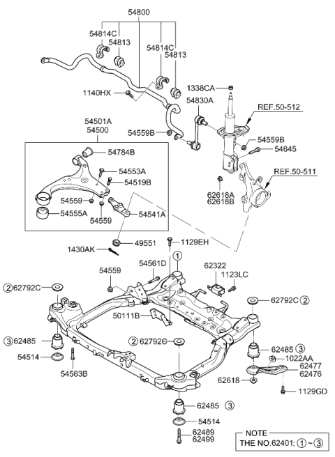 2008 Kia Rondo Flange Nut-Self Lock Diagram for 546591F000