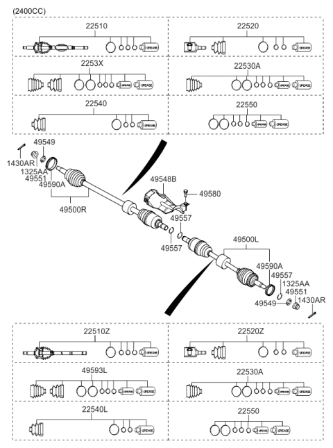 2009 Kia Rondo Joint Assembly-Cv LH Diagram for 495011D201