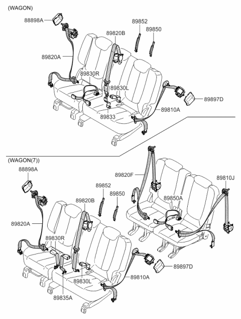 2009 Kia Rondo Rear Seat Belt Buckle Assembly, Center Diagram for 898701D500WK