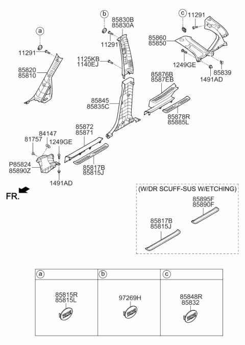 2008 Kia Rondo Trim-Rear Step Plate R Diagram for 858841D000RU