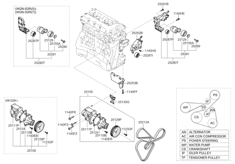 2006 Kia Rondo Tensioner Assembly Diagram for 252802G020