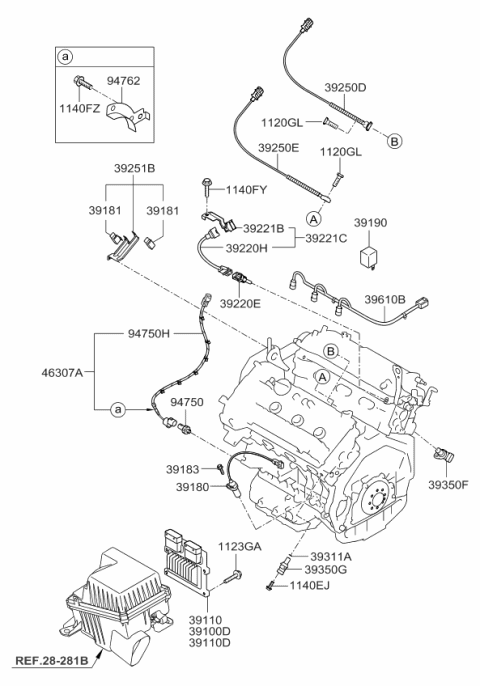 2010 Kia Rondo Engine Ecm Control Module Diagram for 391093E623