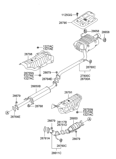2008 Kia Rondo Front Muffler Assembly Diagram for 286101D500