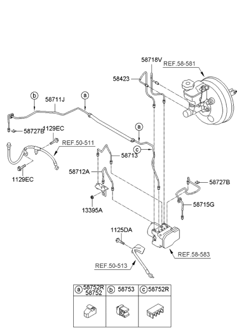 2011 Kia Rondo Tube-Master Cylinder To Hydraulic Unit Diagram for 587181D250