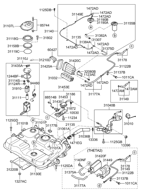 2008 Kia Rondo Cover-Fuel Pump, LH Diagram for 311071D000