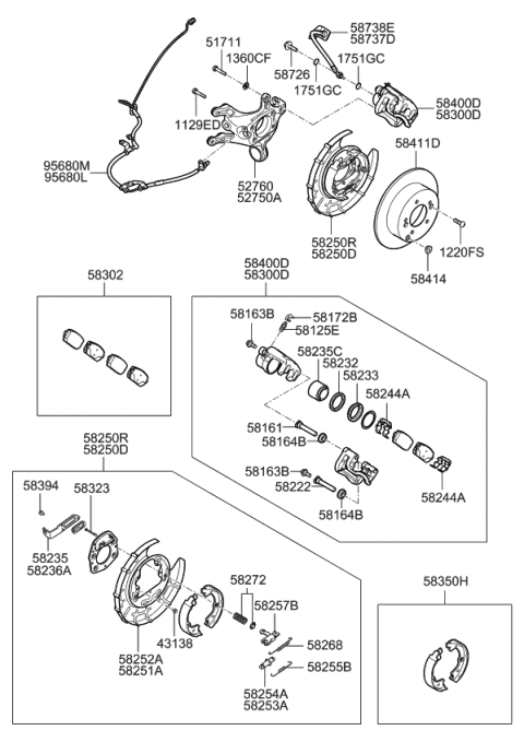 2007 Kia Rondo Rear Disc Brake Assembly, Left Diagram for 582101D005