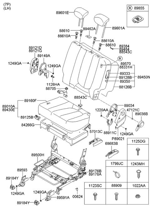 2009 Kia Rondo Cushion Assembly-Rear Seat Diagram for 891001D060457