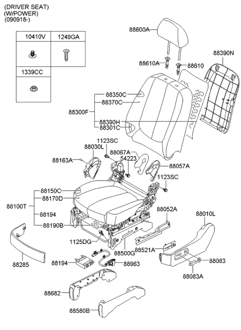2011 Kia Rondo Cushion Assembly(W/O Track Diagram for 881011D452465