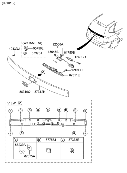2006 Kia Rondo Tail Gate Outside Handle Assembly Diagram for 812601D000