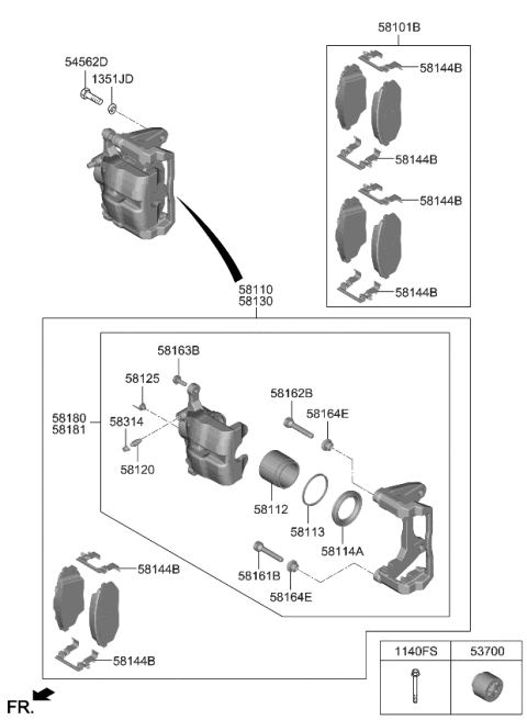 2022 Kia EV6 Brake-Front Wheel Diagram