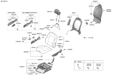 2023 Kia EV6 BACK ASSY-FR SEAT,RH Diagram for 88400CVDX0CWM
