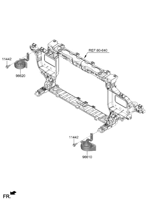 2024 Kia EV6 HORN ASSY-LOW PITCH Diagram for 96611GI000