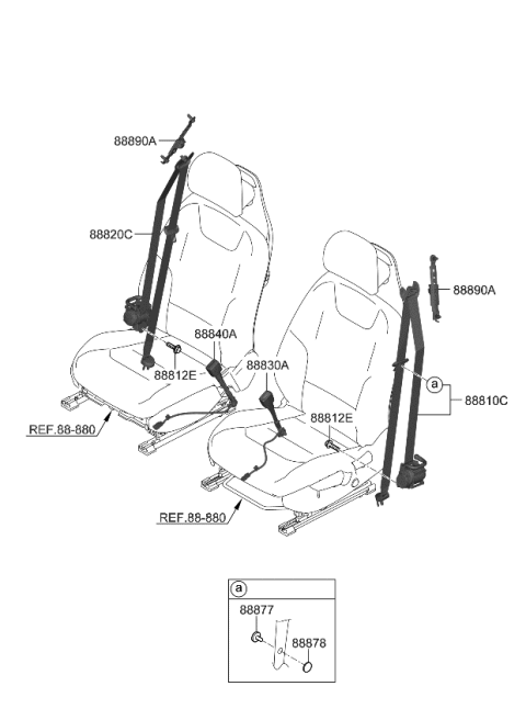 2024 Kia EV6 S/BELT ASSY-FR RH Diagram for 88820CV510WK