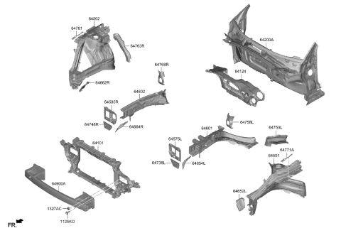 2024 Kia EV6 EXTN-FR SIDE MEMBER Diagram for 64662GI000