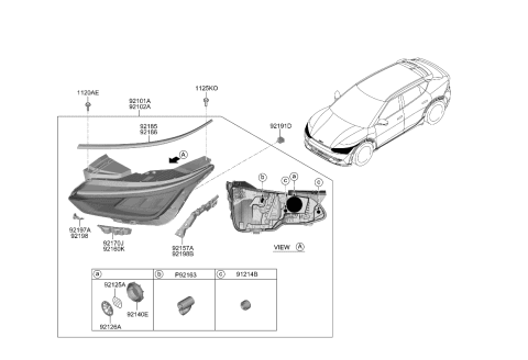 2024 Kia EV6 BRACKET-H/LAMP MTG S Diagram for 92157CV000