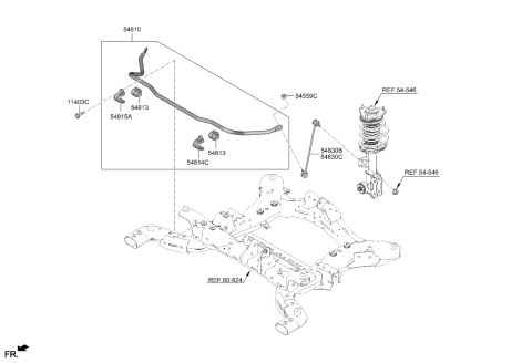 2022 Kia EV6 LINK ASSY-FRONT STAB Diagram for 54831CV000