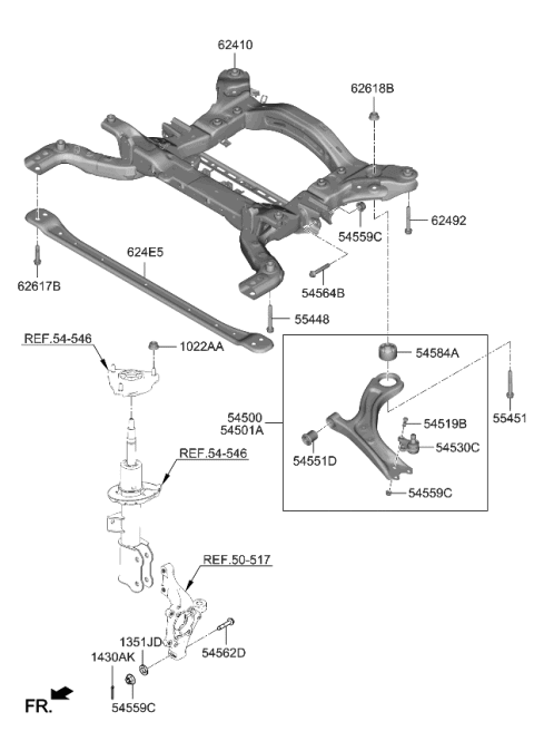 2022 Kia EV6 Front Suspension Crossmember Diagram 1