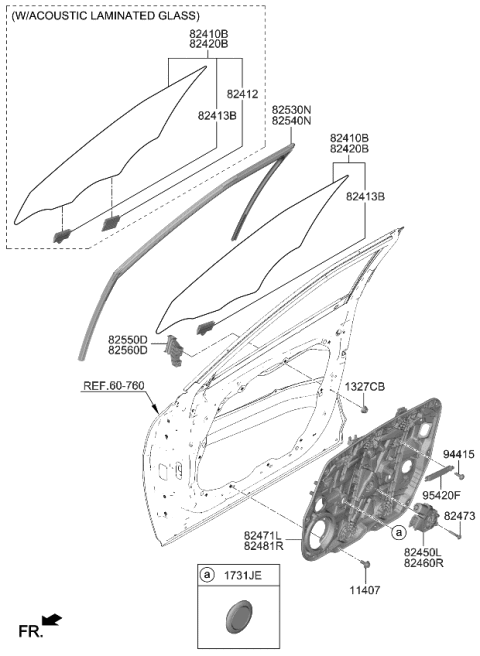 2023 Kia EV6 PANEL ASSY-FRONT DR Diagram for 82471CV010