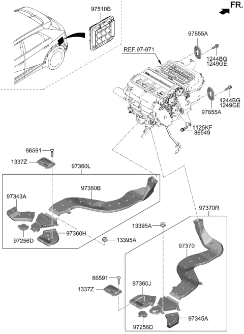 2022 Kia EV6 DUCT-REAR HEATER NO Diagram for 97362CV100