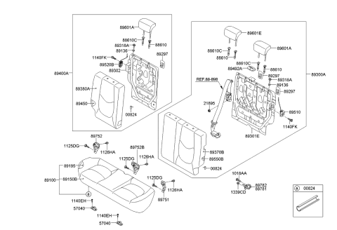 2012 Kia Soul Frame Assembly-Rear Seat Back Diagram for 894112K025